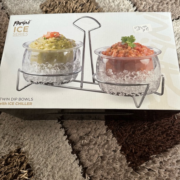 Pasini Twin Dip Bowls with Ice Chiller - Clear - Picture 1 of 4